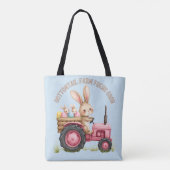 Whimsical Easter Bunny Boerderij  Tractor Tote Bag (Achterkant)