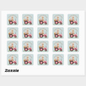 Whimsical Easter Bunny Boerderij  Tractor Vierkante Sticker (Vel)