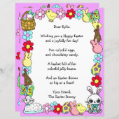 Whimsical Easter Bunny en Poem Kind Letter Game (Voorkant / Achterkant)