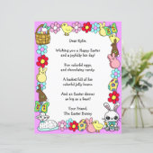 Whimsical Easter Bunny en Poem Kind Letter Game (Staand voorkant)