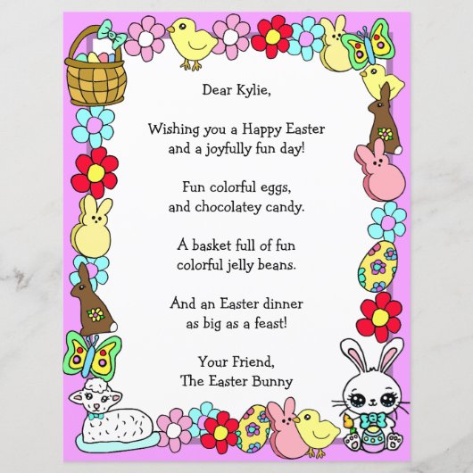 Whimsical Easter Bunny en Poem Kind Letter Game (Voorkant)