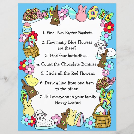 Whimsical Easter Bunny en Poem Kind Letter Game (Achterkant)