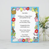 Whimsical Easter Bunny en Poem Kind Letter Game (Staand voorkant)