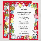 Whimsical Easter Bunny en Poem Kind Letter Game (Voorkant / Achterkant)