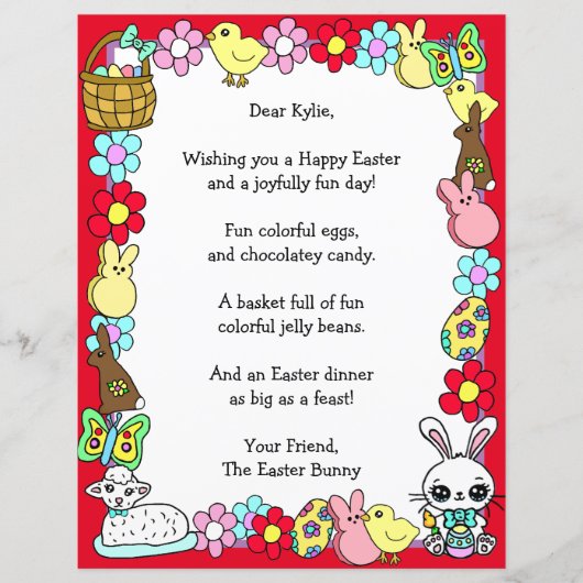 Whimsical Easter Bunny en Poem Kind Letter Game (Voorkant)