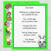 Whimsical Easter Bunny en Poem Kind Letter Game (Voorkant / Achterkant)