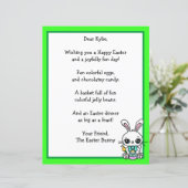 Whimsical Easter Bunny en Poem Kind Letter Game (Staand voorkant)