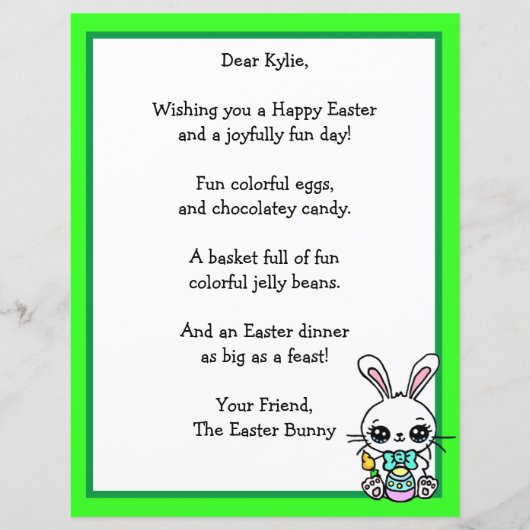 Whimsical Easter Bunny en Poem Kind Letter Game (Voorkant)