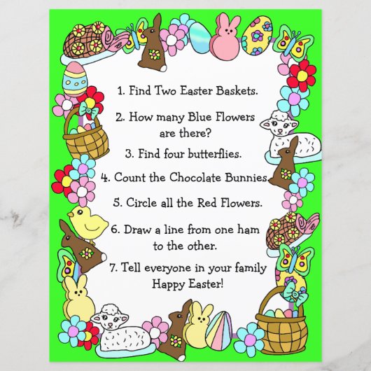 Whimsical Easter Bunny en Poem Kind Letter Game (Achterkant)