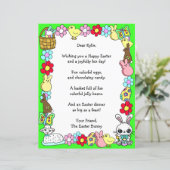 Whimsical Easter Bunny en Poem Kind Letter Game (Staand voorkant)
