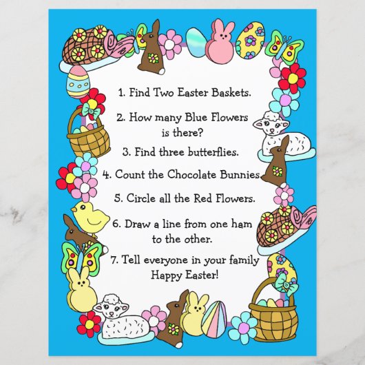 Whimsical Easter Bunny en Poem Kind Letter Game (Achterkant)