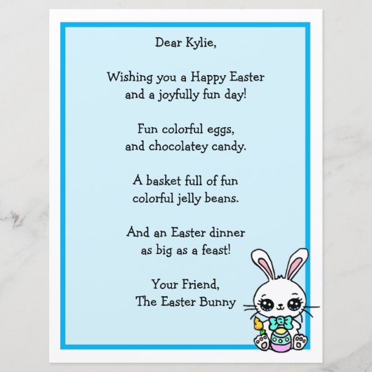 Whimsical Easter Bunny en Poem Kind Letter Game (Voorkant)