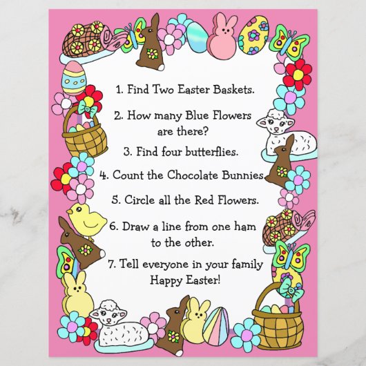 Whimsical Easter Bunny en Poem Kind Letter Game (Achterkant)