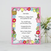 Whimsical Easter Bunny en Poem Kind Letter Game (Staand voorkant)