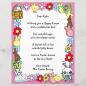 Whimsical Easter Bunny en Poem Kind Letter Game (Voorkant)