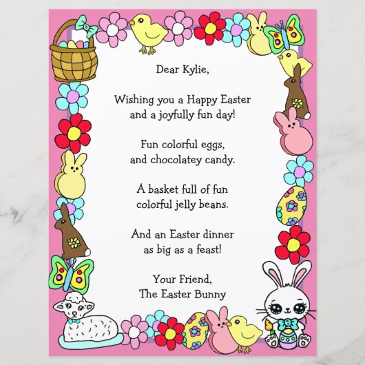 Whimsical Easter Bunny en Poem Kind Letter Game (Voorkant)