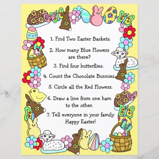 Whimsical Easter Bunny en Poem Kind Letter Game (Achterkant)