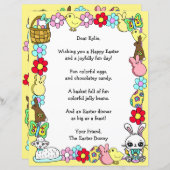 Whimsical Easter Bunny en Poem Kind Letter Game (Voorkant / Achterkant)