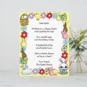 Whimsical Easter Bunny en Poem Kind Letter Game (Staand voorkant)