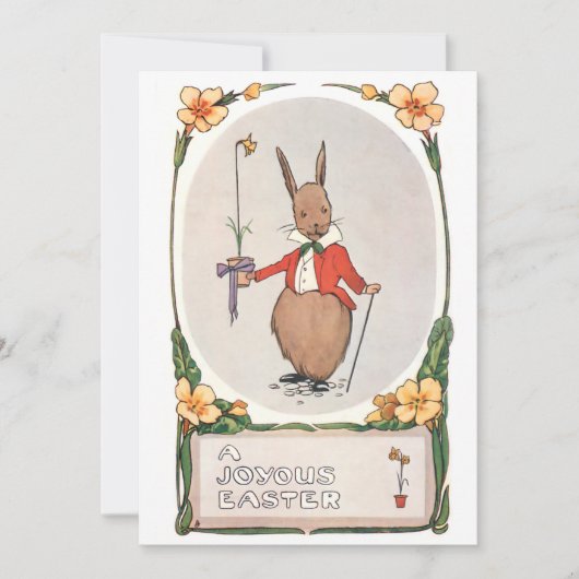Whimsical Easter Bunny Feestdagenkaart (Voorkant)