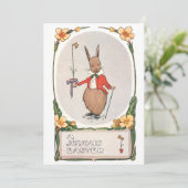 Whimsical Easter Bunny Feestdagenkaart (Staand voorkant)