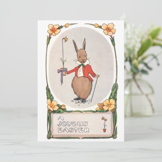  Whimsical Easter Bunny Feestdagenkaart (Staand voorkant)