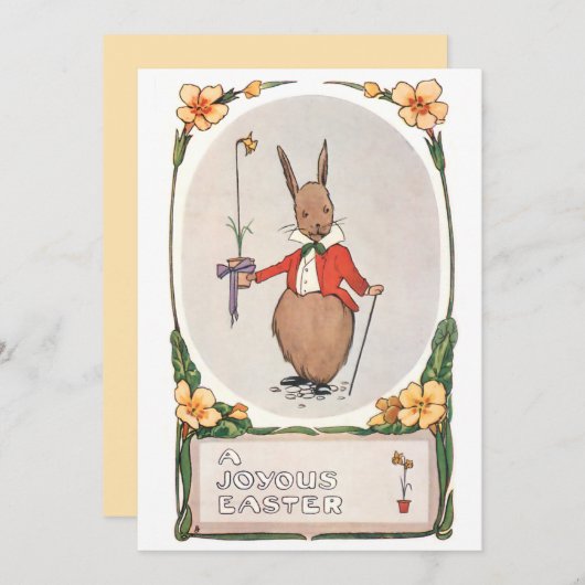  Whimsical Easter Bunny Feestdagenkaart (Voorkant / Achterkant)