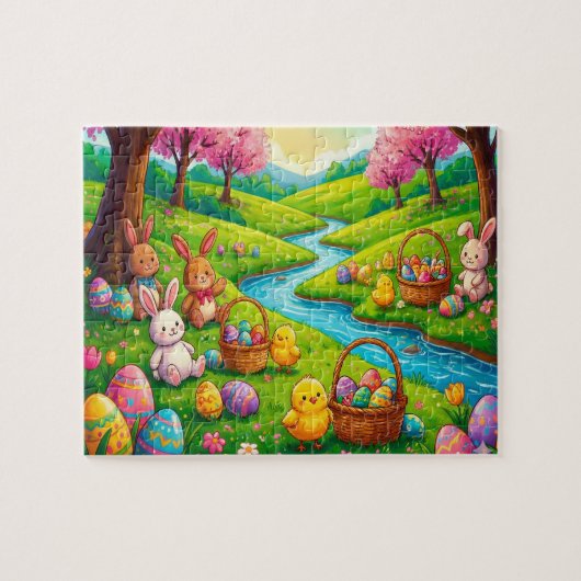 Whimsical Easter Bunny & Friends Puzzle Legpuzzel (Horizontaal)