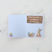 Whimsical Easter Bunny met gekleurde eieren Kaart (Binnen)