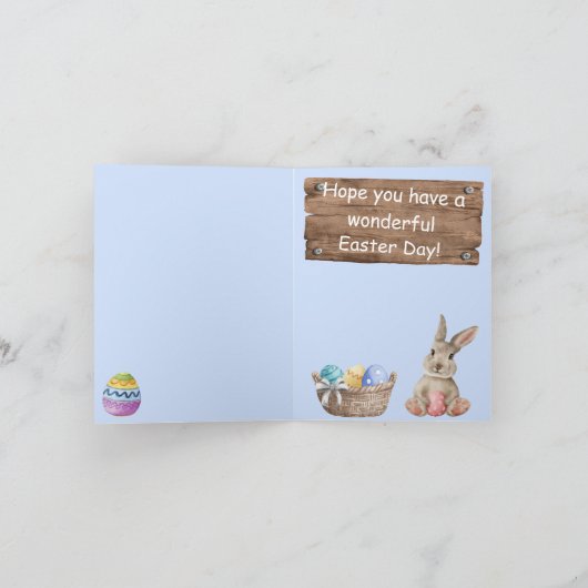Whimsical Easter Bunny met gekleurde eieren Kaart (Binnen)