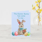 Whimsical Easter Bunny met gekleurde eieren Kaart (Gele Bloem)