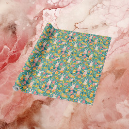 Whimsical Easter Bunny Spring Meadow Botanical Cadeaupapier