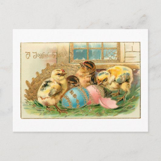 Whimsical Easter Chicken met Faux Gold Highlights Briefkaart (Voorkant)
