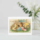 Whimsical Easter Chicken met Faux Gold Highlights Briefkaart (Staand voorkant)