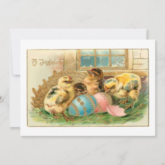 Whimsical Easter Chicken met Faux Gold Highlights Feestdagenkaart (Voorkant)