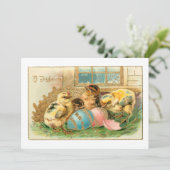 Whimsical Easter Chicken met Faux Gold Highlights Feestdagenkaart (Staand voorkant)