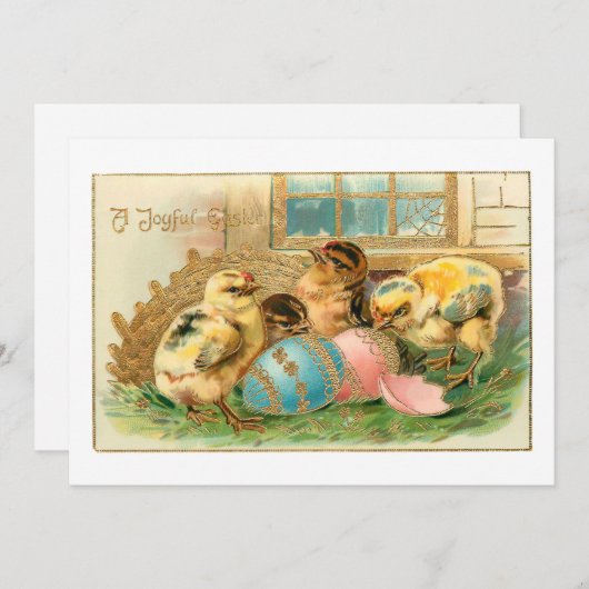 Whimsical Easter Chicken met Faux Gold Highlights Feestdagenkaart (Voorkant / Achterkant)