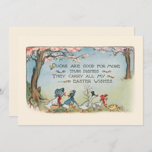 Whimsical Easter Duck Family Feestdagenkaart (Voorkant / Achterkant)