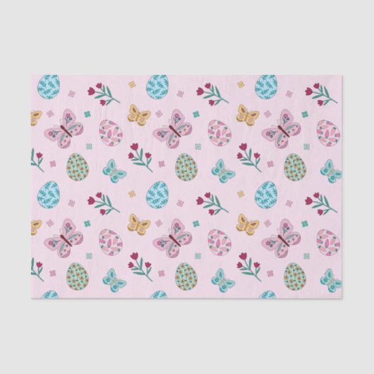 Whimsical Easter Egg, Butterfly & Floral Tissuepapier (Voorkant)