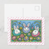 WHIMSICAL EASTER EGG GARDEN, BUNNY RABBIT FLOWERS FEESTDAGENKAART (Voorkant / Achterkant)