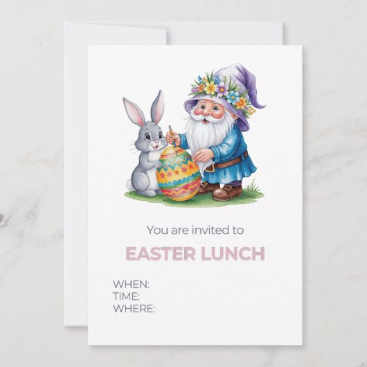 Whimsical Easter Egg Hunt: Waterverf Bunny en Gn Kaart (Voorkant)