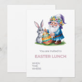 Whimsical Easter Egg Hunt: Waterverf Bunny en Gn Kaart (Voorkant / Achterkant)