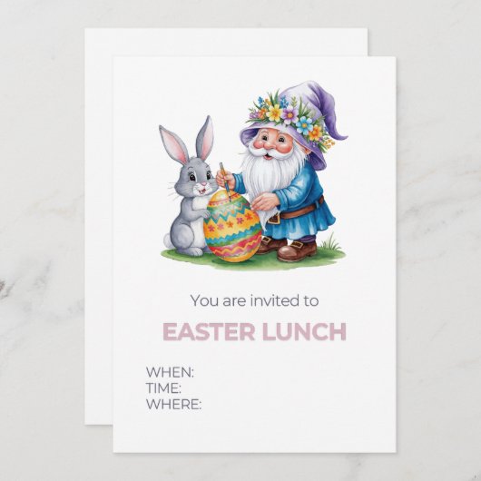 Whimsical Easter Egg Hunt: Waterverf Bunny en Gn Kaart (Voorkant / Achterkant)