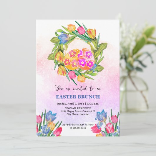 Whimsical Easter Eggs en Tulis Kaart (Staand voorkant)