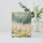 Whimsical Easter Meadow Springtime Bunny Feestdagenkaart (Staand voorkant)