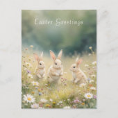 Whimsical Easter Meadow Springtime Bunny Feestdagenkaart (Voorkant)