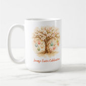 Whimsical Easter Mug with Blooming Tree and Eggs Koffiemok (Links)