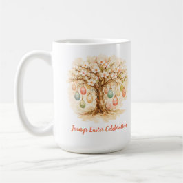 Whimsical Easter Mug with Blooming Tree and Eggs Koffiemok