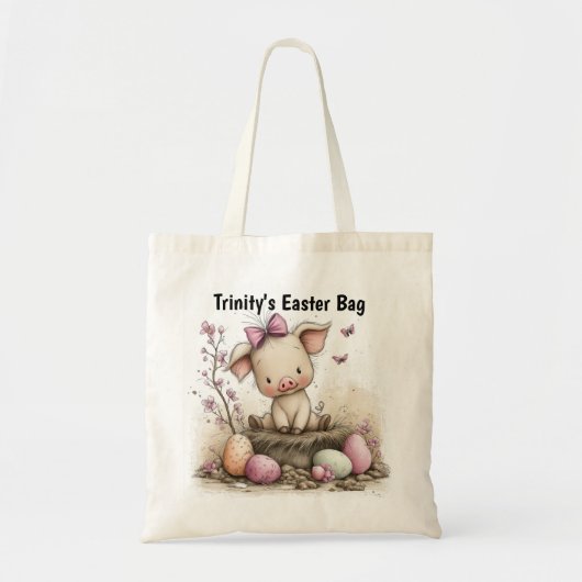 Whimsical Easter Piglet Art with Springtime Charm Tote Bag (Voorkant)