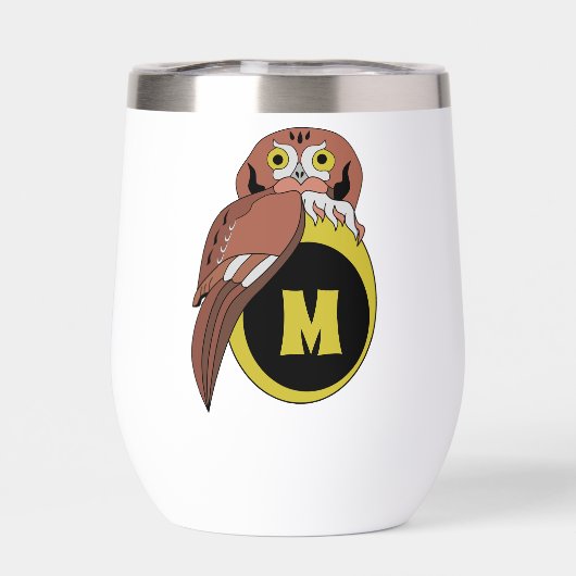 Whimsical Eastern Screech Owl Monogram (Achterkant)